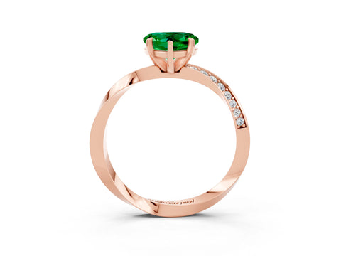 Rose gold Heart Cut Emerald Engagement Ring with Side Stone Accents and Four-Prong Setting_39
