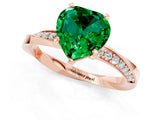 Rose gold Heart Cut Emerald Engagement Ring with Side Stone Accents and Four-Prong Setting_61