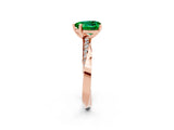 Rose gold Heart Cut Emerald Engagement Ring with Side Stone Accents and Four-Prong Setting_62