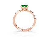 Rose gold Heart Cut Emerald Engagement Ring with Side Stone Accents and Four-Prong Setting_63
