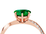Rose gold Heart Cut Emerald Engagement Ring with Side Stone Accents and Four-Prong Setting_64