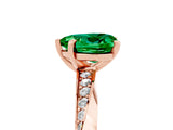 Rose gold Heart Cut Emerald Engagement Ring with Side Stone Accents and Four-Prong Setting_65