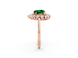 Rose gold Heart Cut Emerald Floral Double Halo Engagement Ring with Prong Setting_86