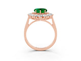 Rose gold Heart Cut Emerald Floral Double Halo Engagement Ring with Prong Setting_87