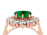 Rose gold Heart Cut Emerald Floral Double Halo Engagement Ring with Prong Setting_88