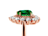 Rose gold Heart Cut Emerald Floral Double Halo Engagement Ring with Prong Setting_89