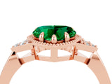 Rose gold Heart Cut Emerald Halo Ring with Tapered Band and Four-Prong Setting_4