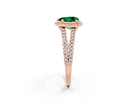 Rose gold Heart Cut Emerald Halo Split Shank Engagement Ring_14