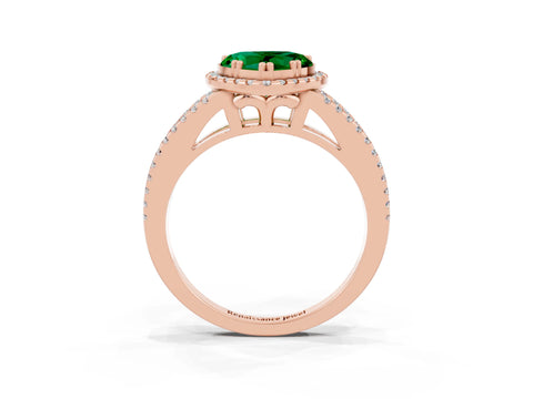 Rose gold Heart Cut Emerald Halo Split Shank Engagement Ring_15