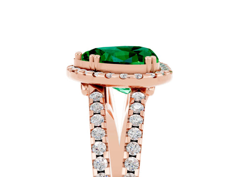 Rose gold Heart Cut Emerald Halo Split Shank Engagement Ring_17