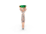 Rose gold Heart Cut Emerald  Halo Twist Band Solitaire Prong Setting Ring_26