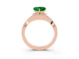 Rose gold Heart Cut Emerald  Halo Twist Band Solitaire Prong Setting Ring_27
