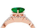 Rose gold Heart Cut Emerald  Halo Twist Band Solitaire Prong Setting Ring_28
