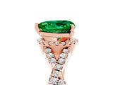 Rose gold Heart Cut Emerald  Halo Twist Band Solitaire Prong Setting Ring_29