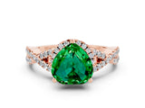 Rose gold Heart Cut Emerald  Halo Twist Band Solitaire Prong Setting Ring_42