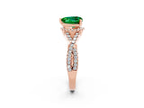 Rose gold Heart Cut Emerald  Halo Twist Band Solitaire Prong Setting Ring_44
