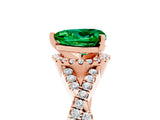Rose gold Heart Cut Emerald  Halo Twist Band Solitaire Prong Setting Ring_47