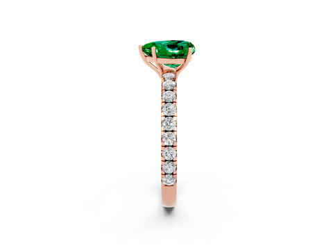 Rose gold Heart Cut Emerald Pavé Solitaire Engagement Ring with Four-Prong Setting_14
