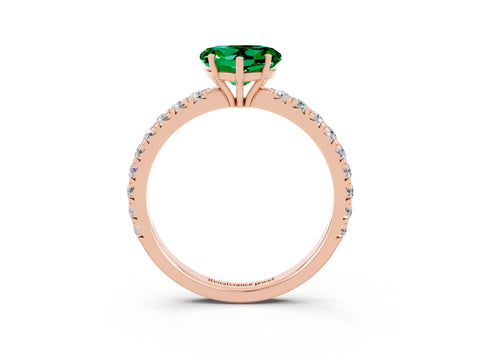 Rose gold Heart Cut Emerald Pavé Solitaire Engagement Ring with Four-Prong Setting_15
