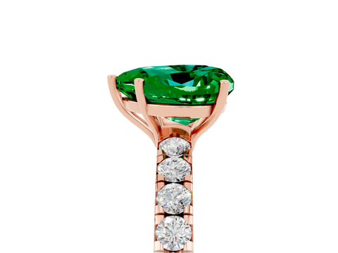 Rose gold Heart Cut Emerald Pavé Solitaire Engagement Ring with Four-Prong Setting_17