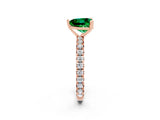 Rose gold Heart Cut Emerald Pavé Solitaire Ring with Round Band and Prong Setting_26