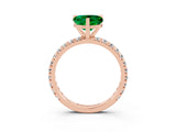 Rose gold Heart Cut Emerald Pavé Solitaire Ring with Round Band and Prong Setting_27
