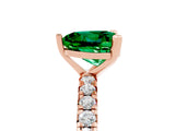 Rose gold Heart Cut Emerald Pavé Solitaire Ring with Round Band and Prong Setting_29