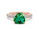 Rose gold Heart Cut Emerald Pave Band Solitaire Ring with Four-Prong Setting_24