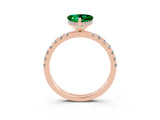 Rose gold Heart Cut Emerald Pave Band Solitaire Ring with Four-Prong Setting_27