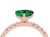 Rose gold Heart Cut Emerald Pave Band Solitaire Ring with Four-Prong Setting_28