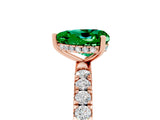 Rose gold Heart Cut Emerald Pave Band Solitaire Ring with Four-Prong Setting_29
