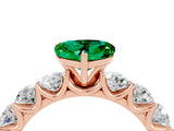 Rose gold Heart Cut Emerald Prong Setting with Side Stones on a Pave Band_4
