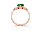 Rose gold Heart Cut Emerald Ring with Side Stones and Four-Prong Setting_39