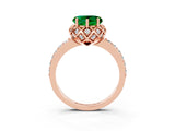 Rose gold Heart Cut Emerald Scalloped Halo Engagement Ring with Round Shared Prong Band_27