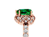 Rose gold Heart Cut Emerald Scalloped Halo Engagement Ring with Round Shared Prong Band_29