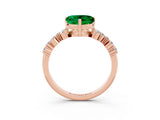 Rose gold Heart Cut Emerald Scattered Round Accent Ring with Prong Setting_33