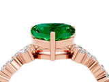 Rose gold Heart Cut Emerald Scattered Round Accent Ring with Prong Setting_34