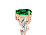 Rose gold Heart Cut Emerald Scattered Round Accent Ring with Prong Setting_35