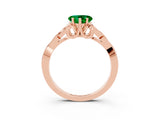 Rose gold Heart Cut Emerald Solitaire Celtic Knot Ring with Four-Prong Setting_15