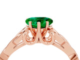 Rose gold Heart Cut Emerald Solitaire Celtic Knot Ring with Four-Prong Setting_16