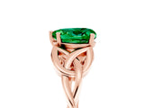 Rose gold Heart Cut Emerald Solitaire Celtic Knot Ring with Four-Prong Setting_17
