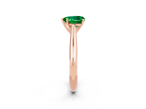 Rose gold Heart Cut Emerald Solitaire Engagement Ring with Cathedral Setting and Four-Prong Mount_14
