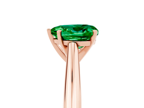 Rose gold Heart Cut Emerald Solitaire Engagement Ring with Cathedral Setting and Four-Prong Mount_17