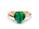 Rose gold Heart Cut Emerald Solitaire Engagement Ring with Cathedral Setting and Four-Prong Mount_36