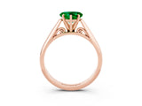Rose gold Heart Cut Emerald Solitaire Engagement Ring with Cathedral Setting and Four-Prong Mount_39