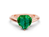 Rose gold Heart Cut Emerald Solitaire Engagement Ring with Cathedral Setting and Four-Prong Mount_66