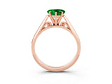 Rose gold Heart Cut Emerald Solitaire Engagement Ring with Cathedral Setting and Four-Prong Mount_69