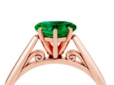 Rose gold Heart Cut Emerald Solitaire Engagement Ring with Cathedral Setting and Four-Prong Mount_70