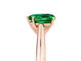 Rose gold Heart Cut Emerald Solitaire Engagement Ring with Cathedral Setting and Four-Prong Mount_71