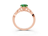 Rose gold Heart Cut Emerald Solitaire Engagement Ring with Celtic Knot Band and Four-Prong Setting_3